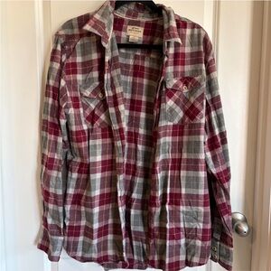 Quiksilver Waterman Red and Gray Plaid Shirt